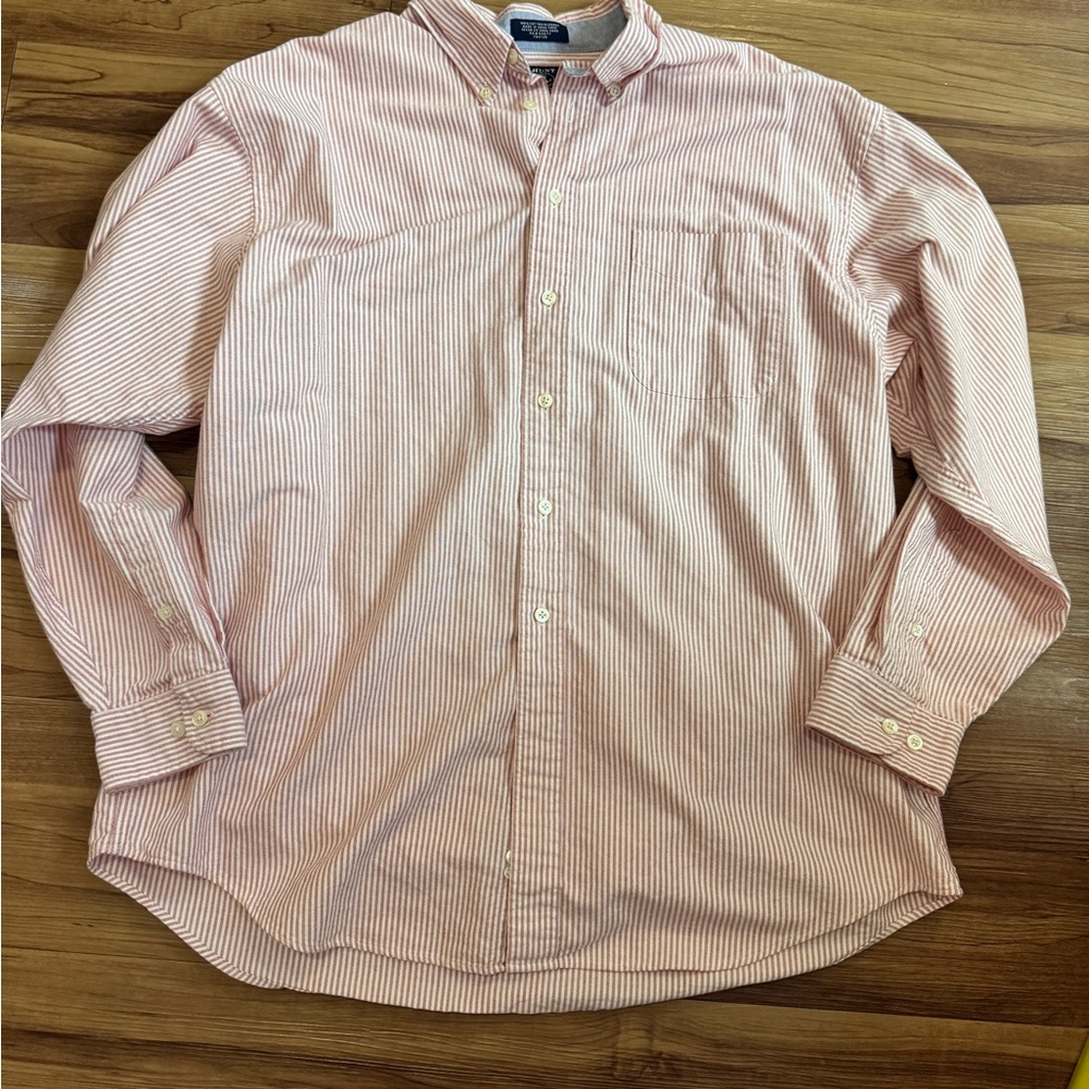 HUNT CLUB | 100% cotton pink and white striped shirt | men’s large